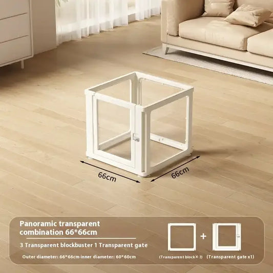 Transparent Acrylic Pet Playpen | Modern Indoor Dog & Cat Fence Enclosure