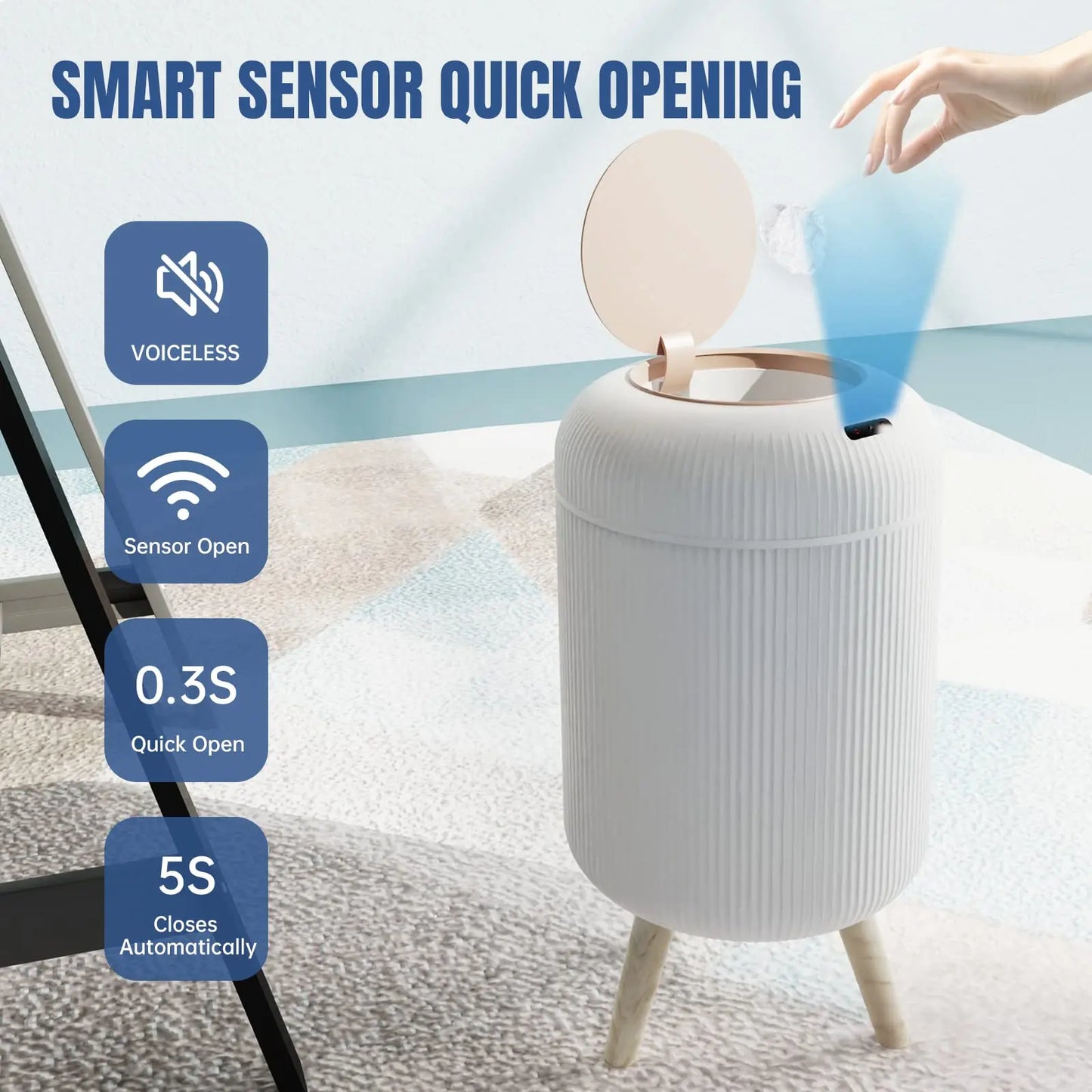 Touchless Motion Sensor Modern Trash Can