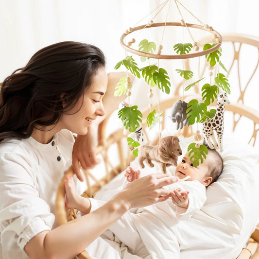 Wooden Baby Crib Mobile & Rattle Toy