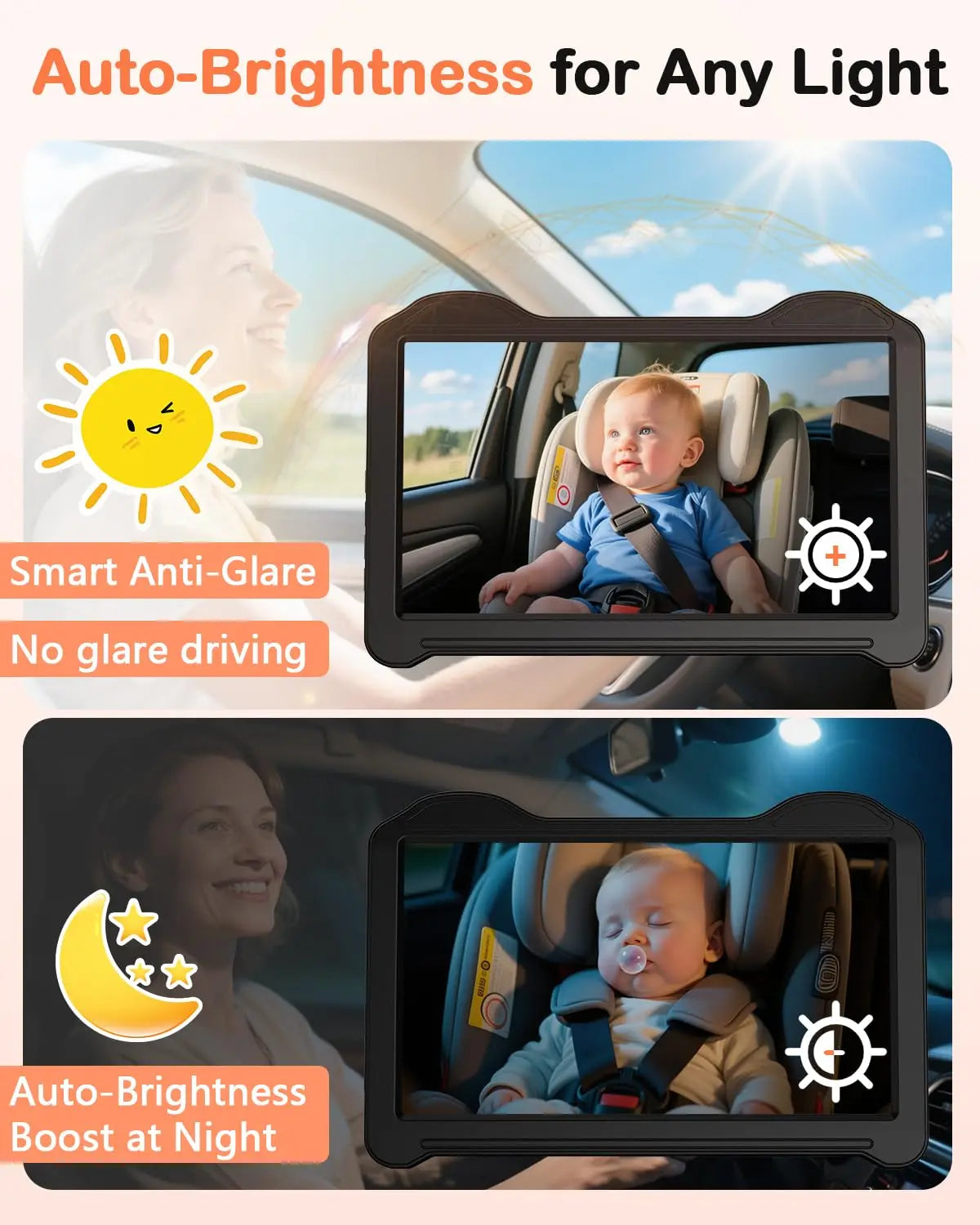 7 Inch 1080P Baby Car Camera 150° Wide Angle Night Vision USB Powered for Infant