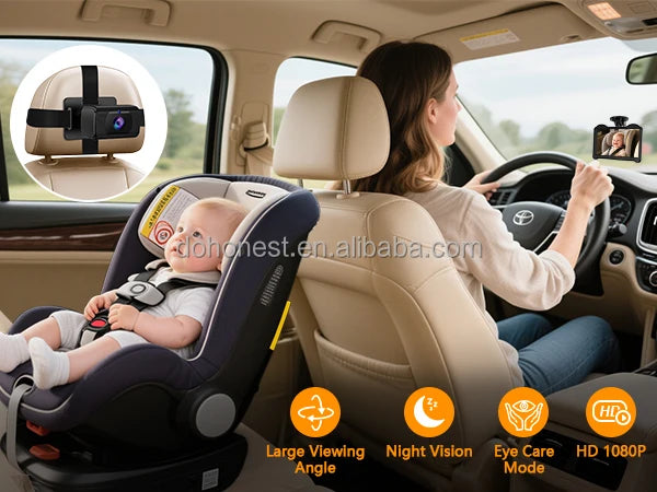 7 Inch 1080P Baby Car Camera 150° Wide Angle Night Vision USB Powered for Infant