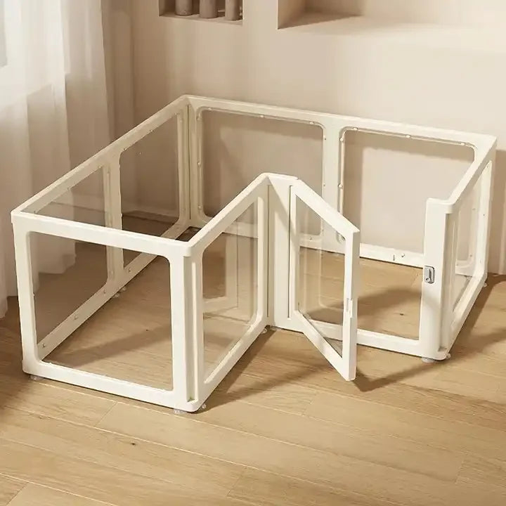 Transparent Acrylic Pet Playpen | Modern Indoor Dog & Cat Fence Enclosure