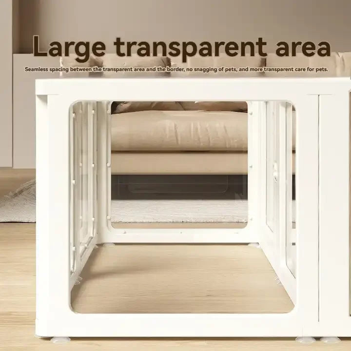 Transparent Acrylic Pet Playpen | Modern Indoor Dog & Cat Fence Enclosure