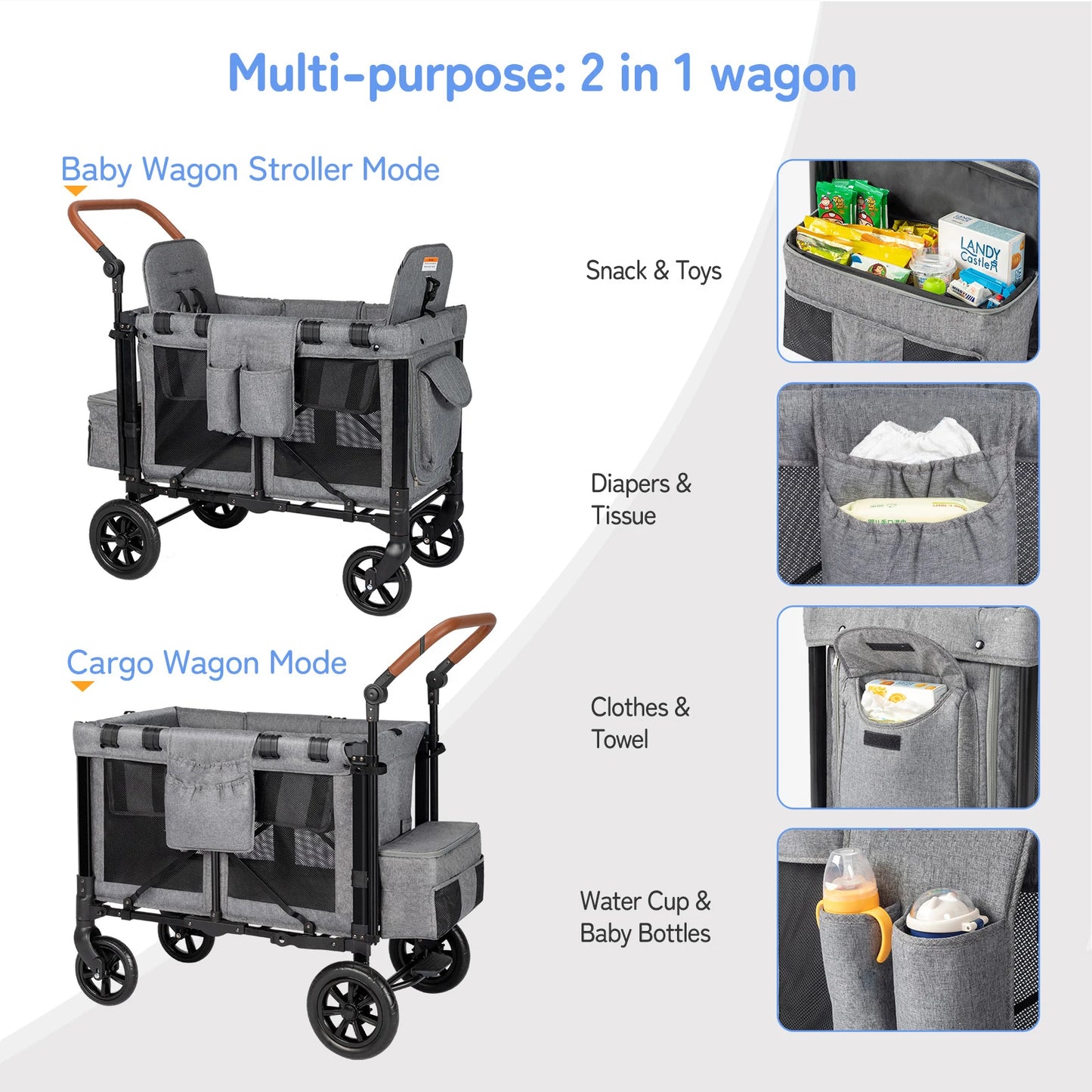 Wagon Stroller for Kids Travel  Stroller Wagon for Outdoor Folding Wagon for Kids Baby Wagon Stroller Cart for Kids