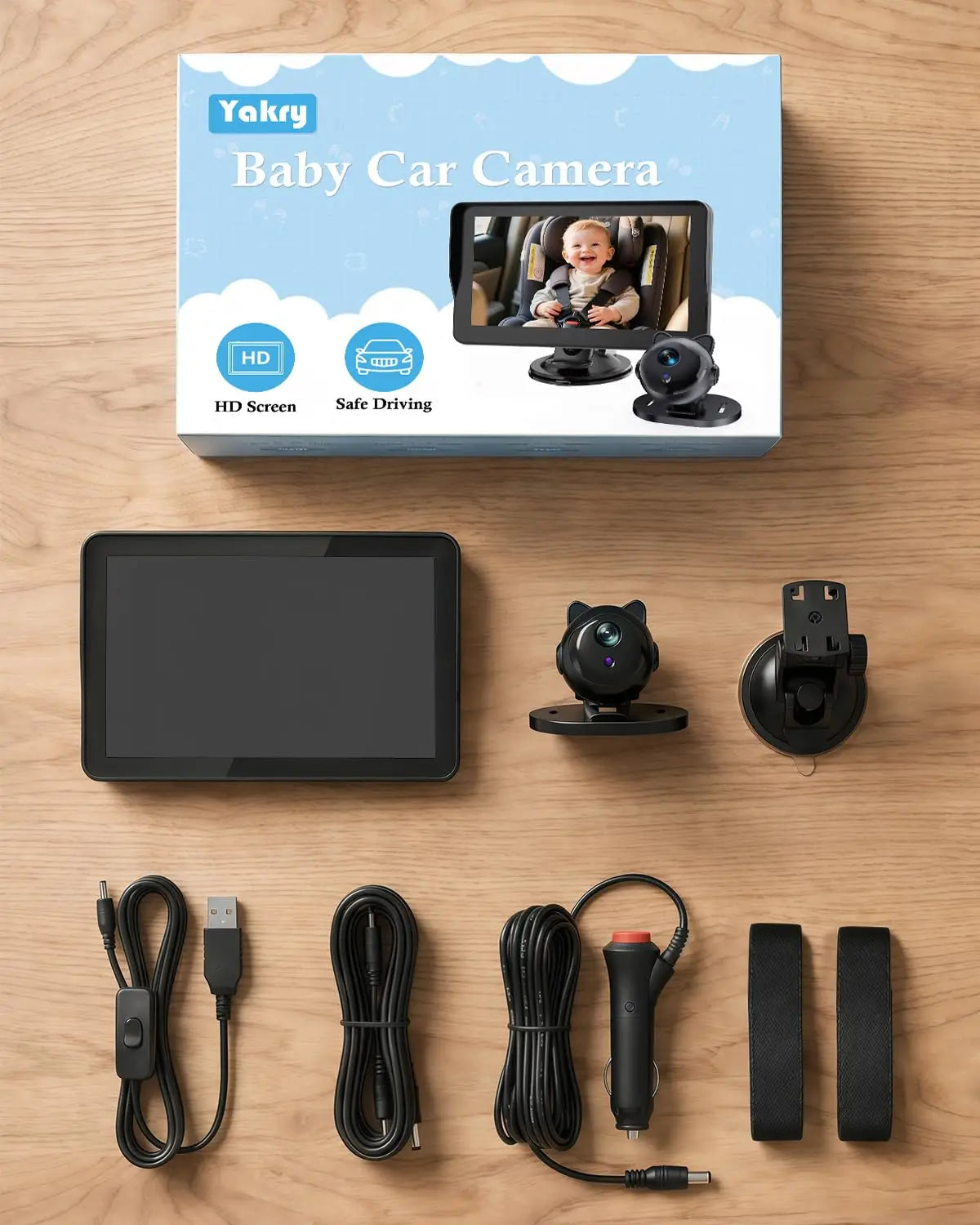 7.2 Inch HD Baby Car Camera 1080P Auto Night Vision 150° Wide Angle 3X Larger View 5 Mins USB Easy Install for Kids 0-5