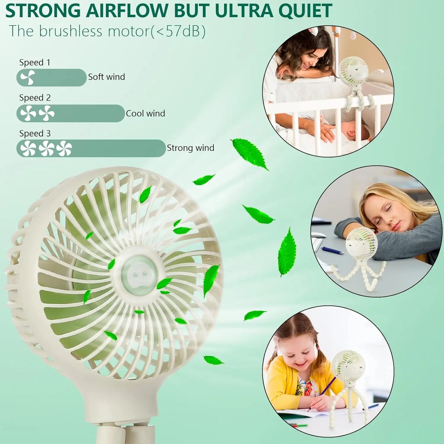 Lunelle Quiet Mini Cooling Fan for Strollers