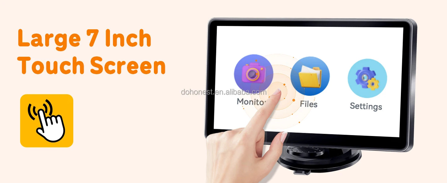 1080P HD 7 Inch Baby Car Camera Touchscreen 3X Zoom 150° Wide Angle 940nm Night Vision Easy Installation