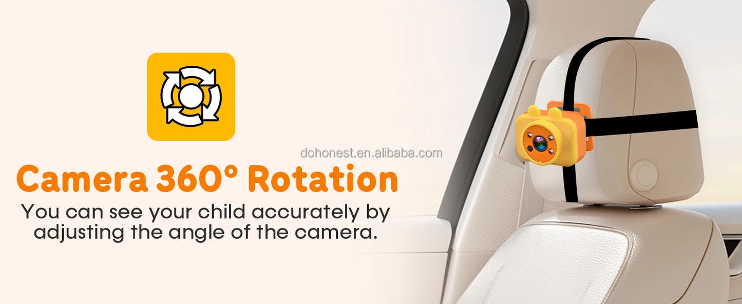 1080P HD 7 Inch Baby Car Camera Touchscreen 3X Zoom 150° Wide Angle 940nm Night Vision Easy Installation