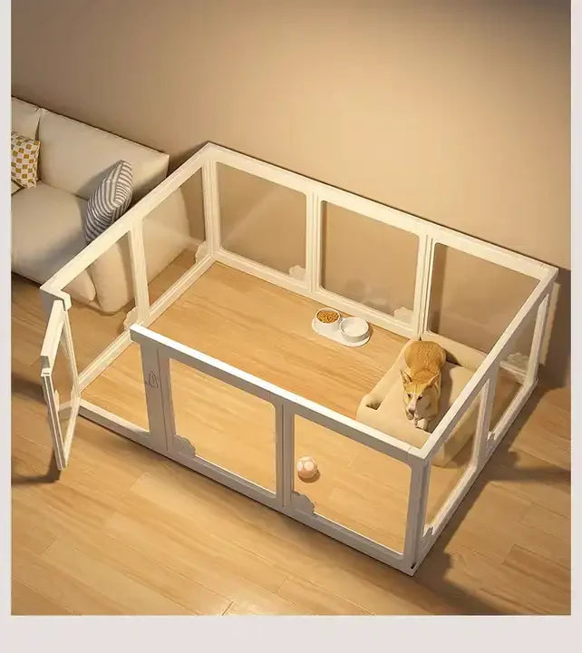Transparent Acrylic Pet Playpen | Modern Indoor Dog & Cat Fence Enclosure