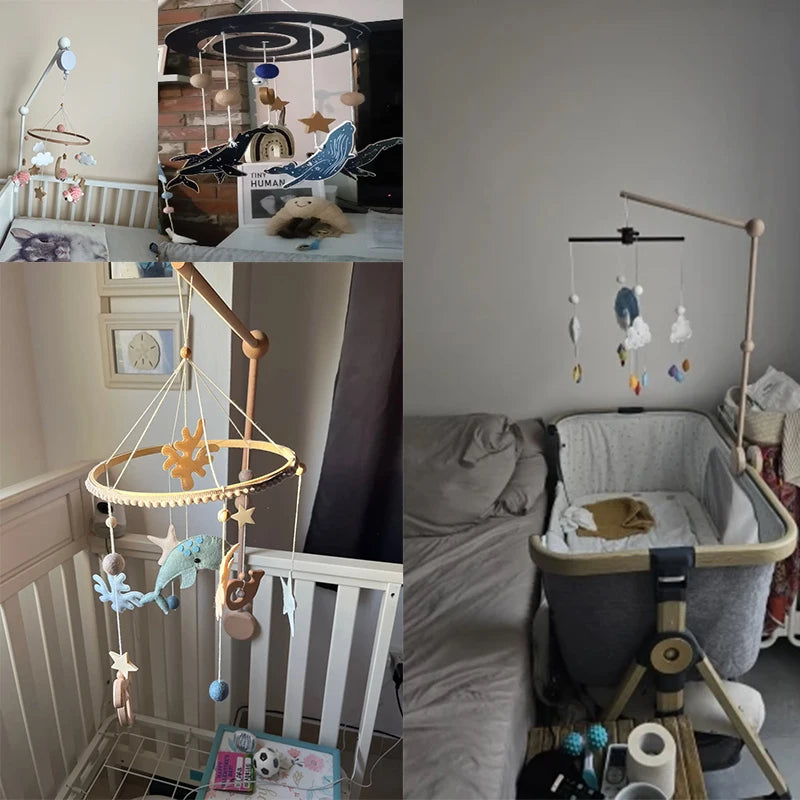 Wooden Baby Crib Mobile & Rattle Toy