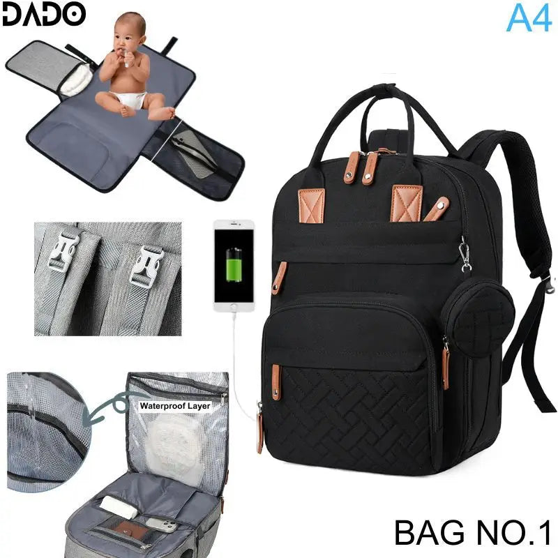 Multi-Function Diaper Backpack | Waterproof Baby Bag for Moms & Dads
