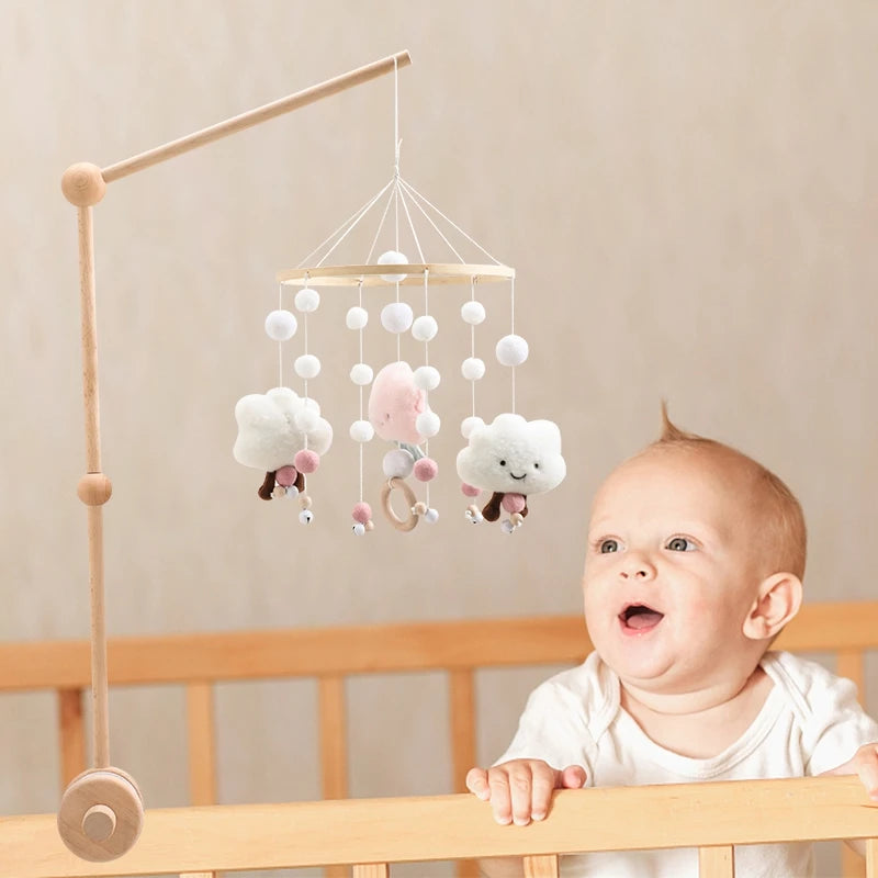 Wooden Baby Crib Mobile & Rattle Toy