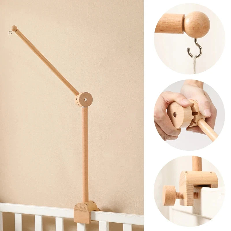 Wooden Baby Crib Mobile & Rattle Toy