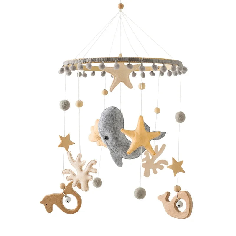 Wooden Baby Crib Mobile & Rattle Toy