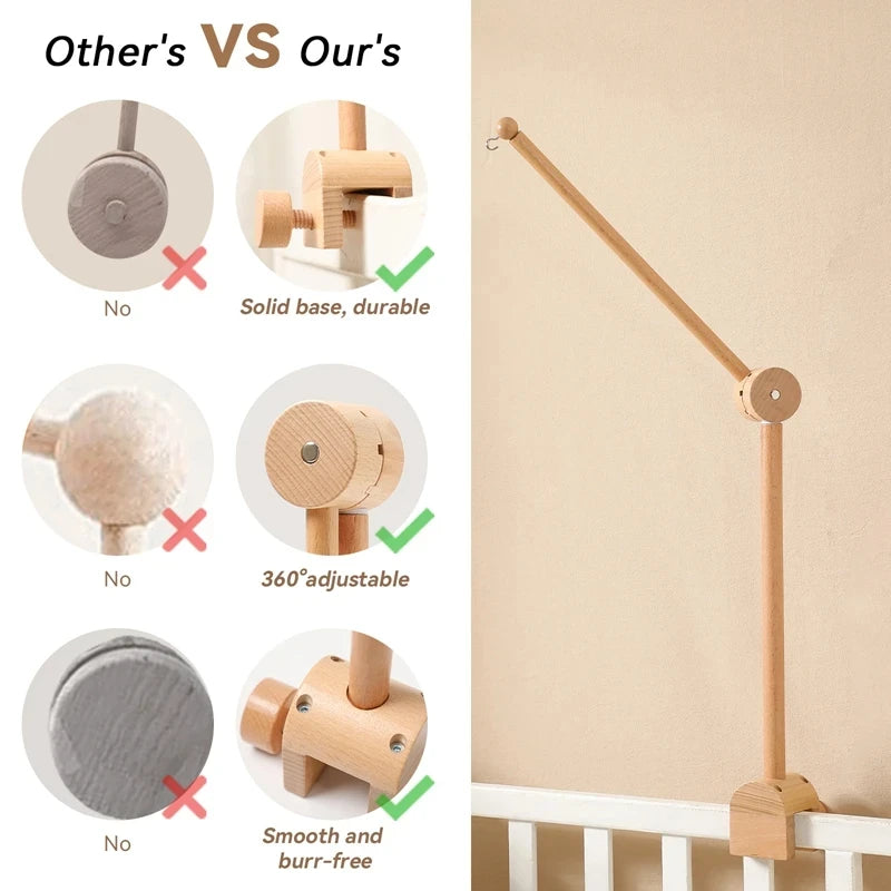 Wooden Baby Crib Mobile & Rattle Toy