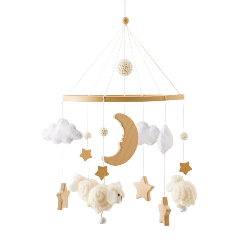 Wooden Baby Crib Mobile & Rattle Toy