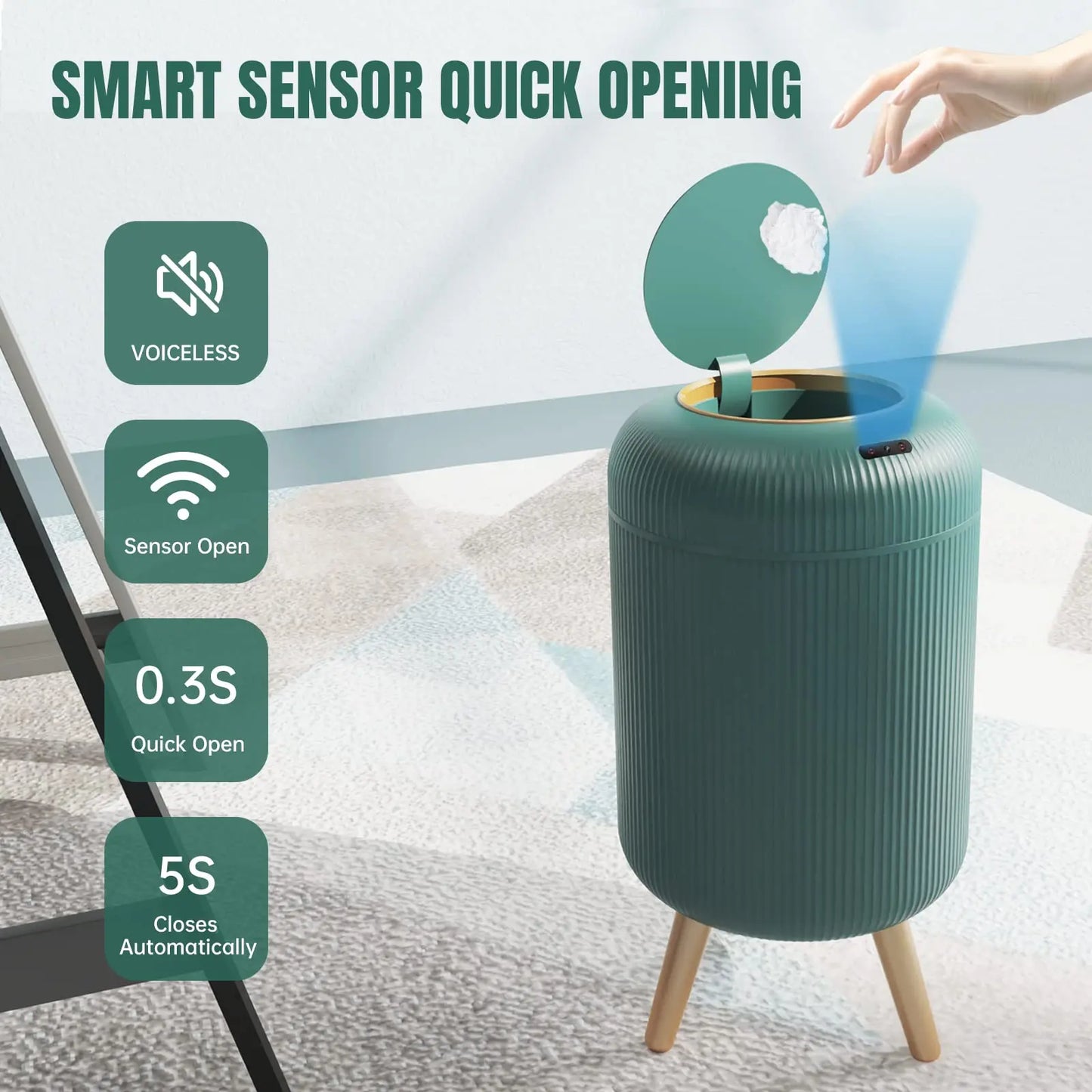 Touchless Motion Sensor Modern Trash Can