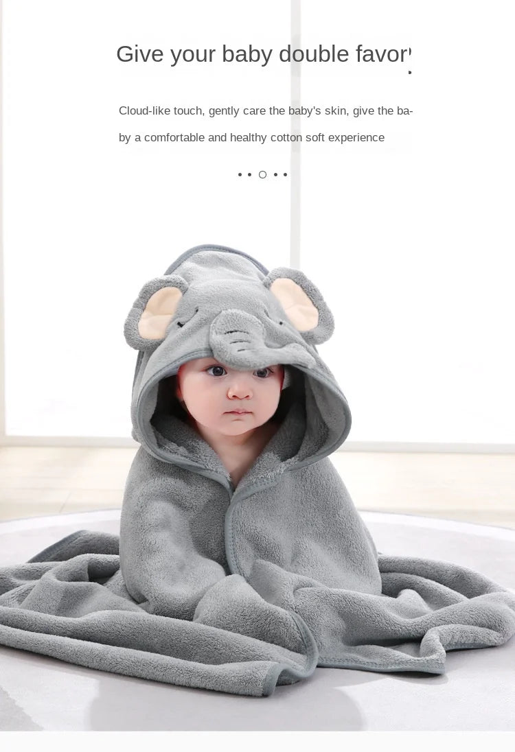 Hooded Baby Bath Towel / Bathrobe Blanket