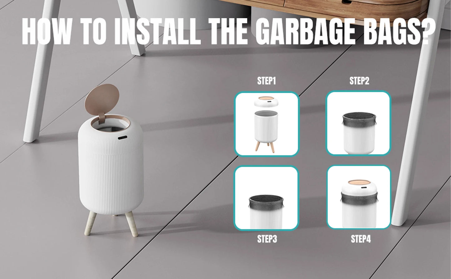 Touchless Motion Sensor Modern Trash Can