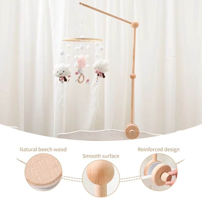 Wooden Baby Crib Mobile & Rattle Toy