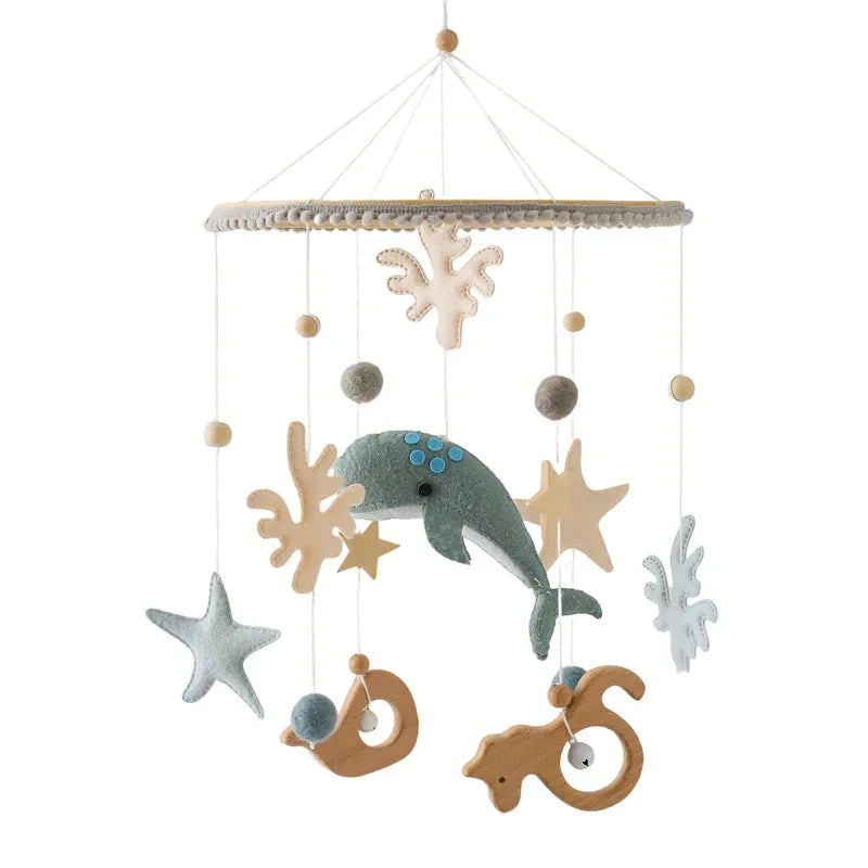 Wooden Baby Crib Mobile & Rattle Toy