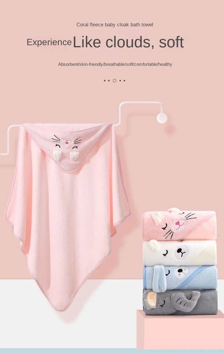 Hooded Baby Bath Towel / Bathrobe Blanket