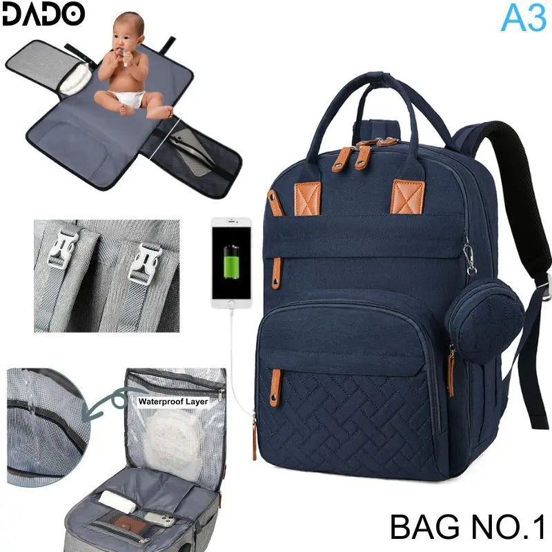 Multi-Function Diaper Backpack | Waterproof Baby Bag for Moms & Dads