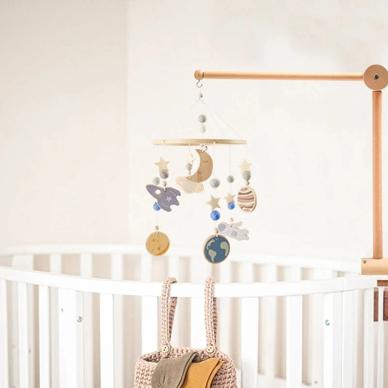 Wooden Baby Crib Mobile & Rattle Toy