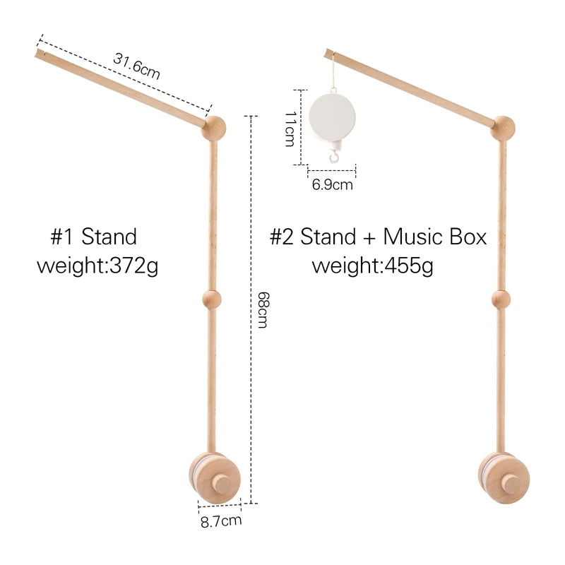 Wooden Baby Crib Mobile & Rattle Toy