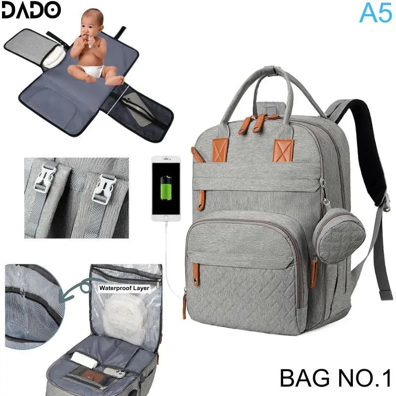 Multi-Function Diaper Backpack | Waterproof Baby Bag for Moms & Dads