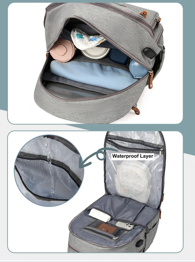 Multi-Function Diaper Backpack | Waterproof Baby Bag for Moms & Dads