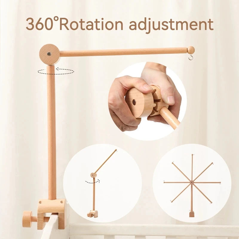Wooden Baby Crib Mobile & Rattle Toy